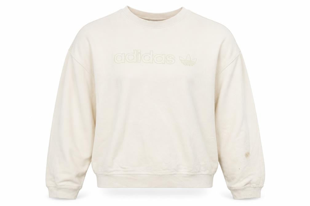 Adidas Women Beige Cotton Crew Neck Pullover Sweatshirt L