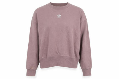 Adidas Women Mauve Cotton Blend Crew Neck Pullover Sweatshirt UK 8