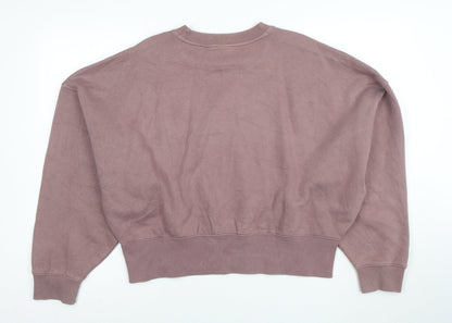 Adidas Women Mauve Cotton Blend Crew Neck Pullover Sweatshirt UK 8