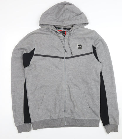 Diesel Men's Grey Full Zip Hooded Sweatshirt Size L Logo Hoodie