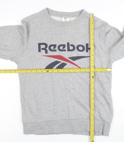 Reebok Womens Grey XS Pullover Sweatshirt with Logo Print