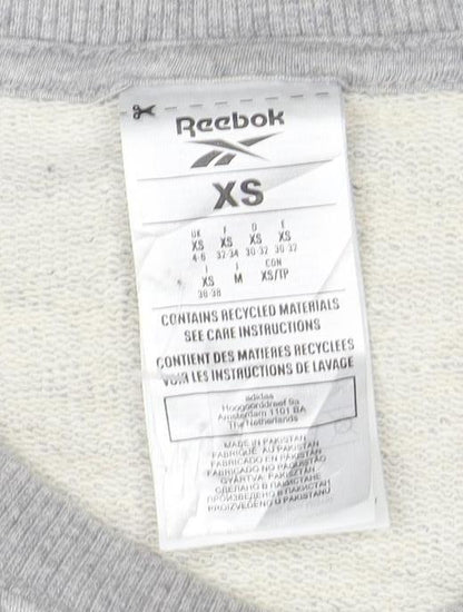 Reebok Womens Grey XS Pullover Sweatshirt with Logo Print