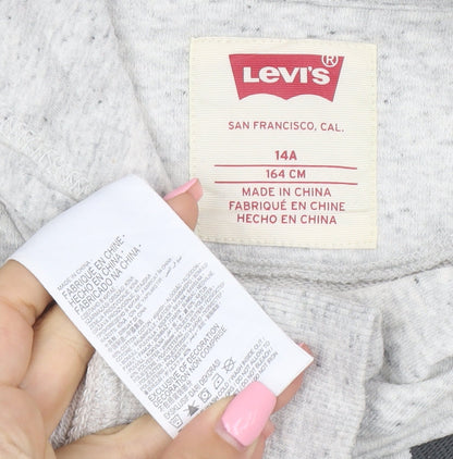 Levi's Boys Grey Logo Pullover Hoodie Size 14 Years Cotton Blend