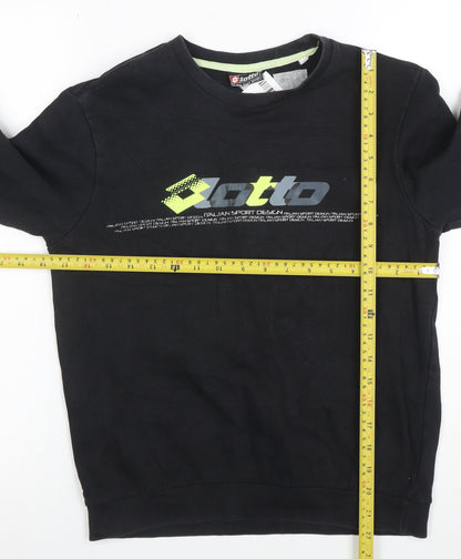 Lotto Boys Black Sweatshirt M Long Sleeve Crew Neck Cotton Pullover
