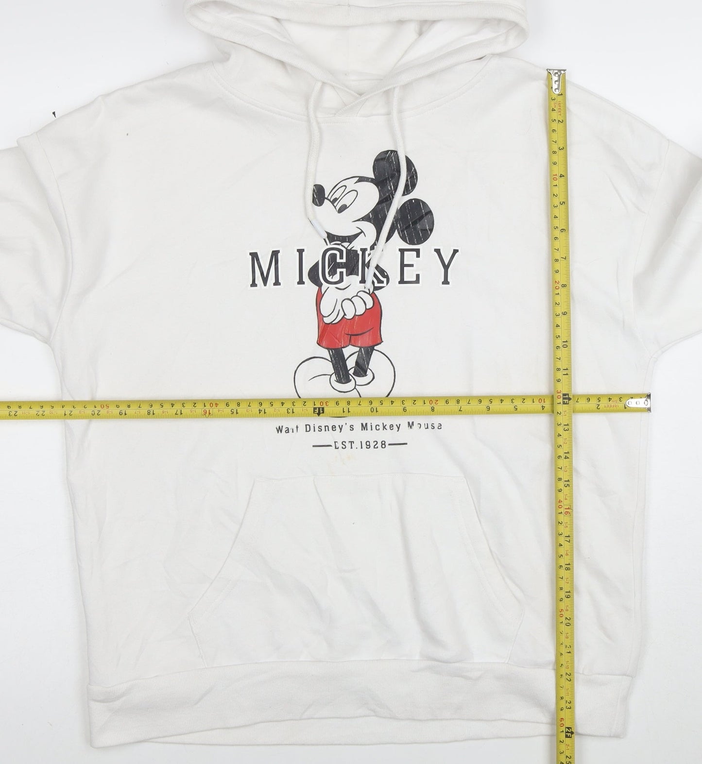 Disney Women White Mickey Mouse Pullover Hoodie Size S
