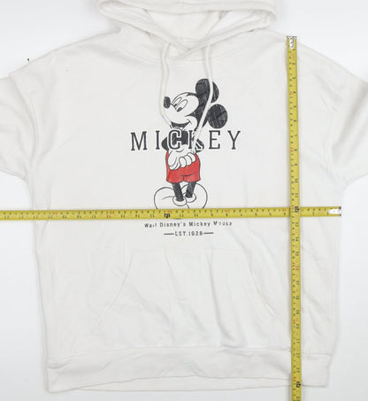 Disney Women White Mickey Mouse Pullover Hoodie Size S