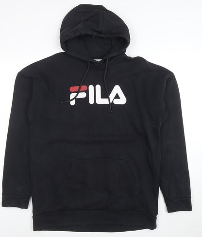 FILA Men's Black Pullover Hoodie XS Regular Fit Logo Sportswear