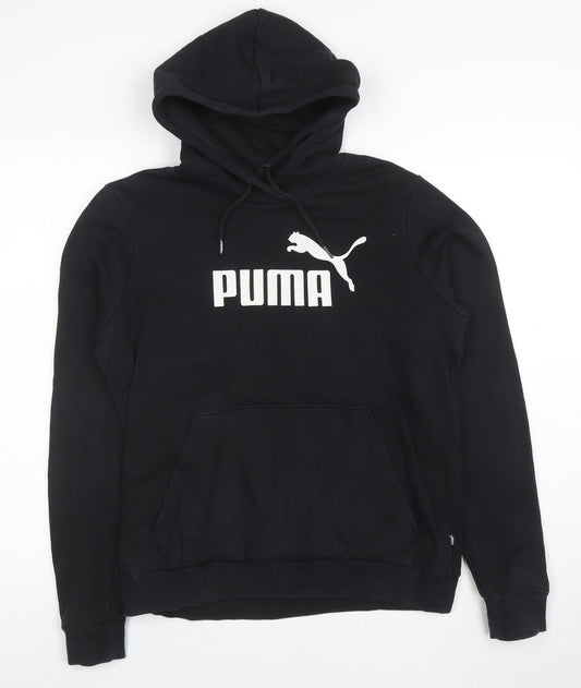 Puma Women's Black Size 14 Pullover Hoodie with Logo Print