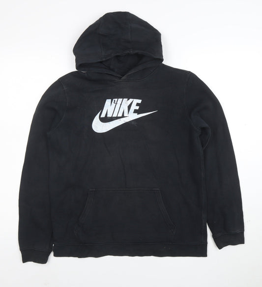 Nike Boys Black XL Pullover Hoodie with Logo Print 13-15 Years