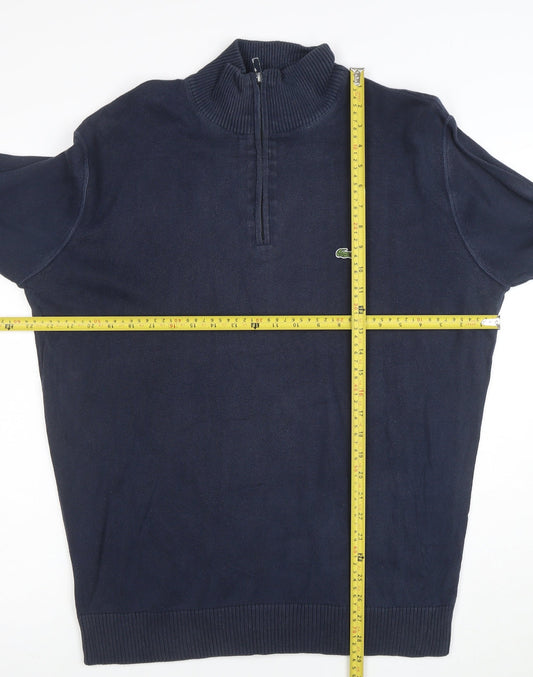 Lacoste Men's Blue Cotton 1/2 Zip High Neck Jumper XL