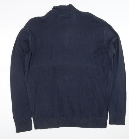 Lacoste Men's Blue Cotton 1/2 Zip High Neck Jumper XL