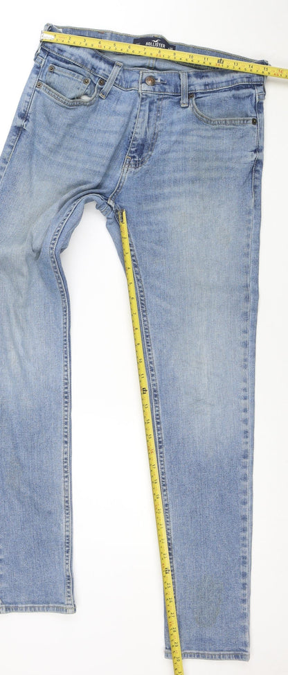 Hollister Men's Blue Light Wash Straight Leg Denim Jeans W30 L32