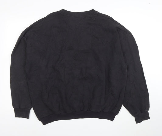 Lee Women Black Cotton Blend Pullover Sweatshirt Up North Print M