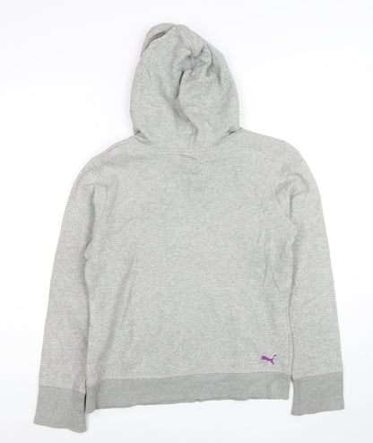 Puma Women's Grey Hoodie Size 10 Pullover with Logo and Pockets