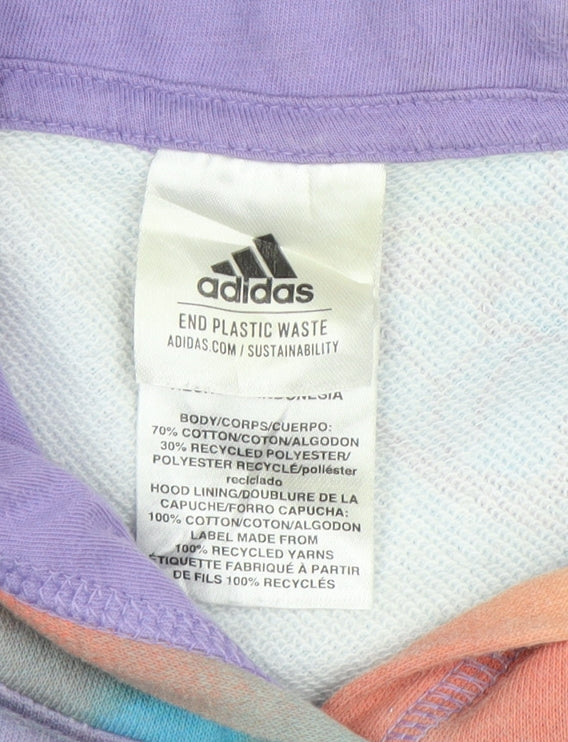 Adidas Teens Multicoloured Tie-Dye Pullover Hoodie Size 14/16 Cotton Blend