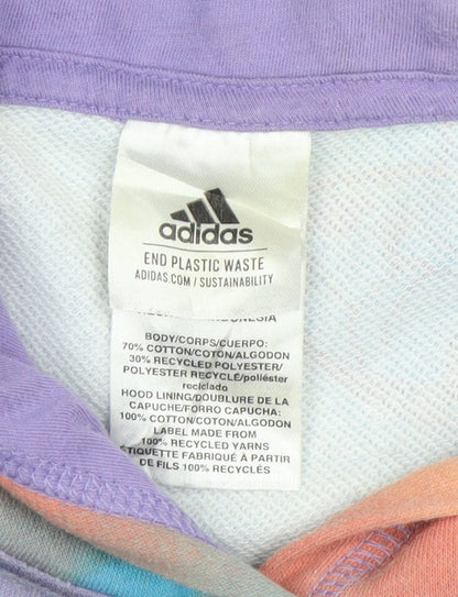 Adidas Teens Multicoloured Tie-Dye Pullover Hoodie Size 14/16 Cotton Blend
