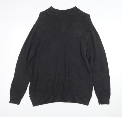 Chaps Men's Grey Fair Isle 1/4 Zip Cotton Ramie Jumper L