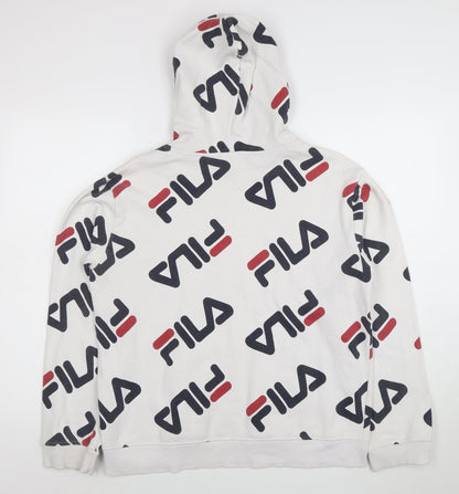 Fila Women’s White Logo Pullover Hoodie XXL Cotton Blend Casual