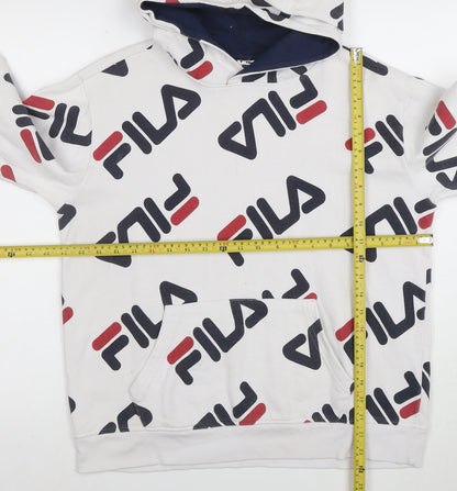 Fila Women’s White Logo Pullover Hoodie XXL Cotton Blend Casual