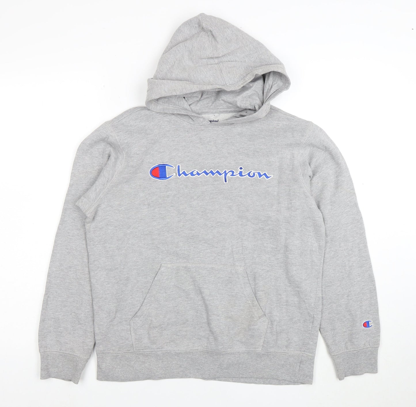 Champion Boys Grey Pullover Hoodie Size 7 Cotton Blend Logo Sweatshirt