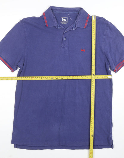 Lee Men's Blue Regular Fit Cotton Polo Shirt Size M