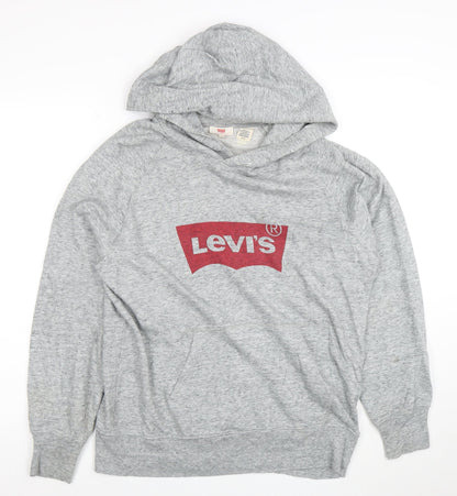 Levi's Women's Grey Pullover Hoodie Small Logo Cotton Blend