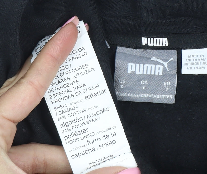 Puma Mens Black Small Pullover Hoodie with Red Logo