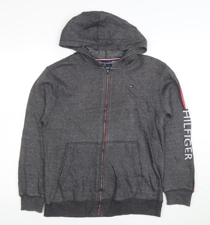 Tommy Hilfiger Women Grey Full Zip Hoodie Size 16 Classic Fit