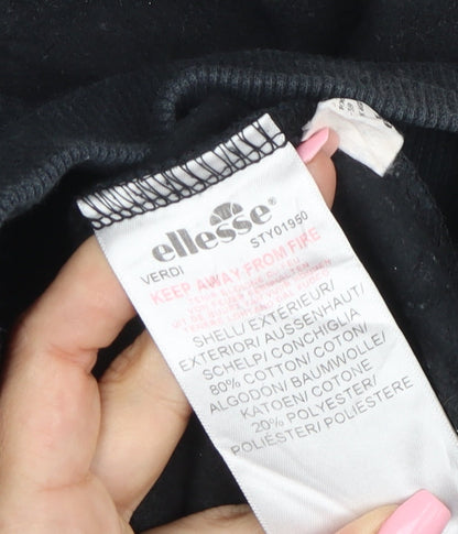 Ellesse Womens Black Pullover Hoodie Medium Cotton Blend Logo