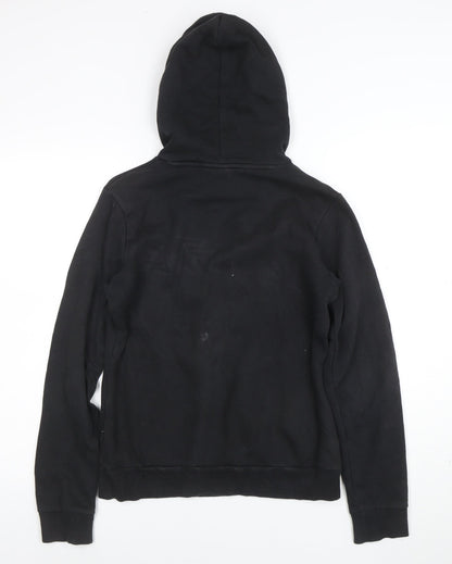 Puma Women's Black Medium Pullover Hoodie Cotton Blend Logo Sweatshirt