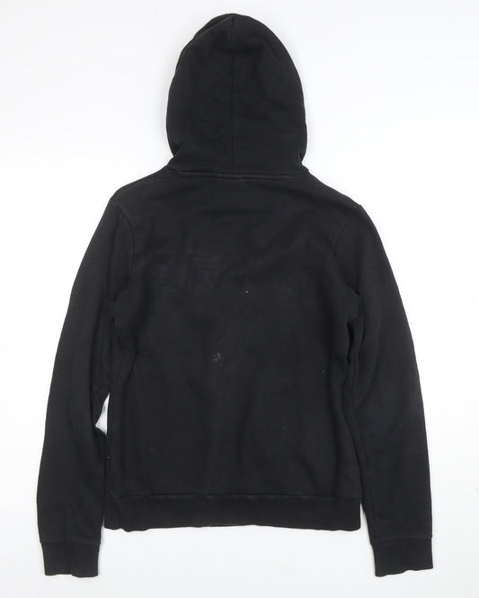 Puma Women's Black Medium Pullover Hoodie Cotton Blend Logo Sweatshirt
