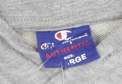 Champion Men's Grey Pullover Hoodie Large Graphic Logo Sports Style