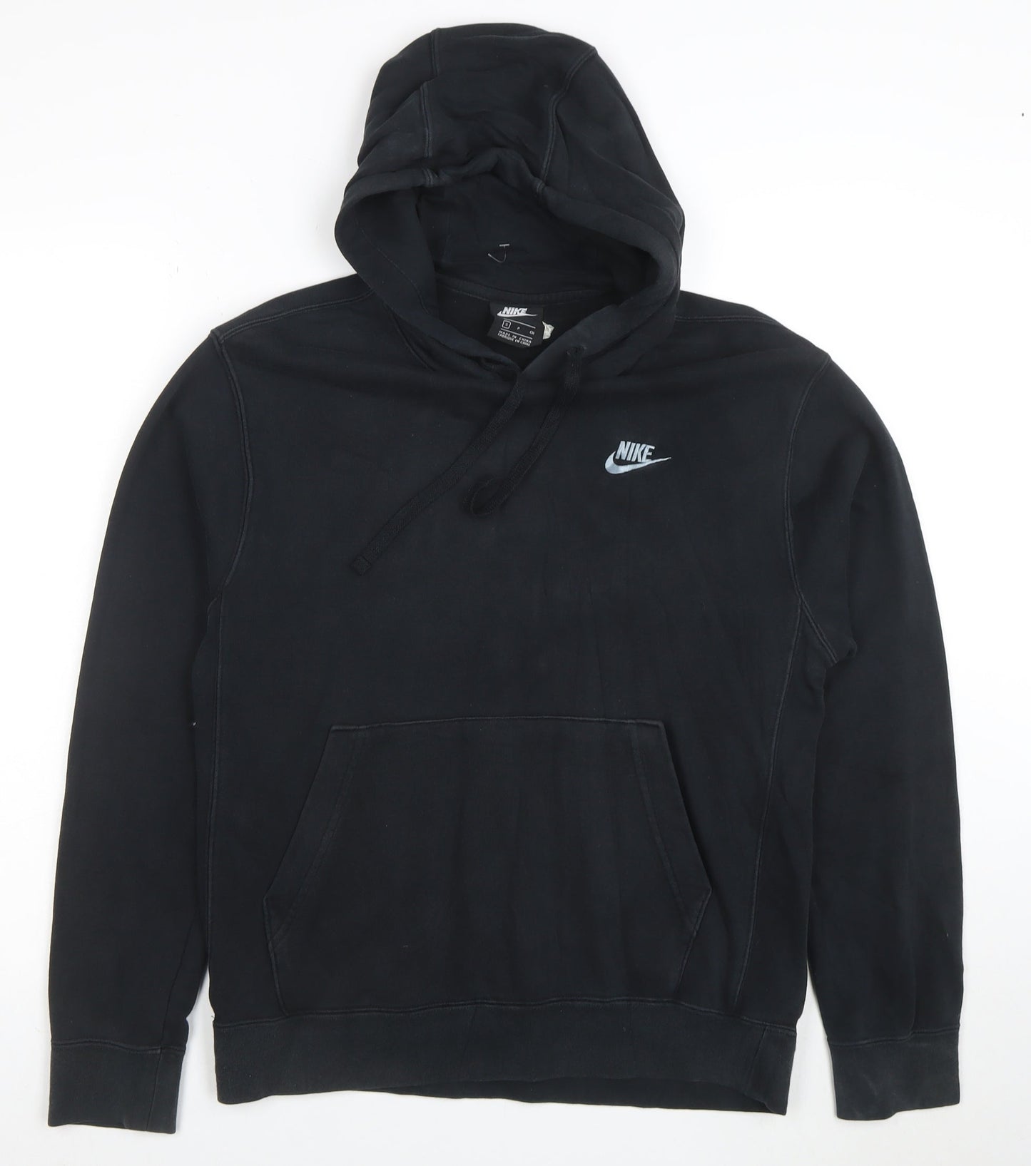 Nike Mens Black Pullover Hoodie Size S Regular Fit Fleece Sweatshirt