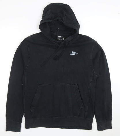 Nike Mens Black Pullover Hoodie Size S Regular Fit Fleece Sweatshirt