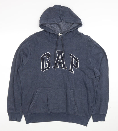 GAP Men’s Blue Pullover Logo Hoodie M Fleece Regular Fit