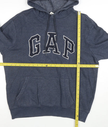 GAP Men’s Blue Pullover Logo Hoodie M Fleece Regular Fit