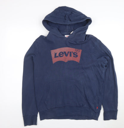 Levi's Men's Blue Graphic Logo Cotton Pullover Hoodie Size S