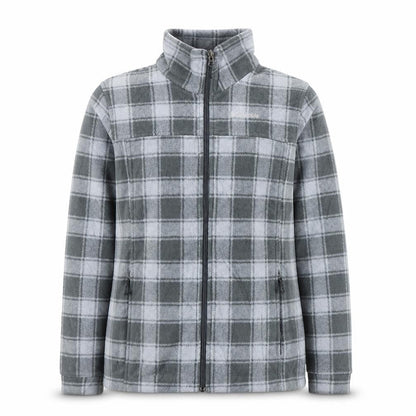 Columbia Women's Grey Plaid Fleece Full Zip Jacket Size L