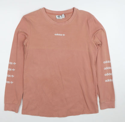 Adidas Women’s Pink Long Sleeve Crew Neck Cotton T-Shirt S