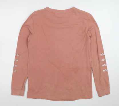 Adidas Women’s Pink Long Sleeve Crew Neck Cotton T-Shirt S