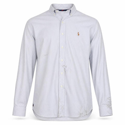 Ralph Lauren Men’s Blue Striped Classic Fit Long Sleeve Shirt L