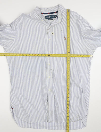 Ralph Lauren Men’s Blue Striped Classic Fit Long Sleeve Shirt L