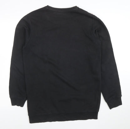FILA Mens Black Logo Tape Crew Neck Sweatshirt Size M