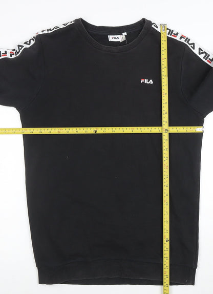 FILA Mens Black Logo Tape Crew Neck Sweatshirt Size M