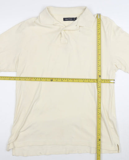 Nautica Men's Beige Short Sleeve Classic Fit Cotton Polo Shirt Size S