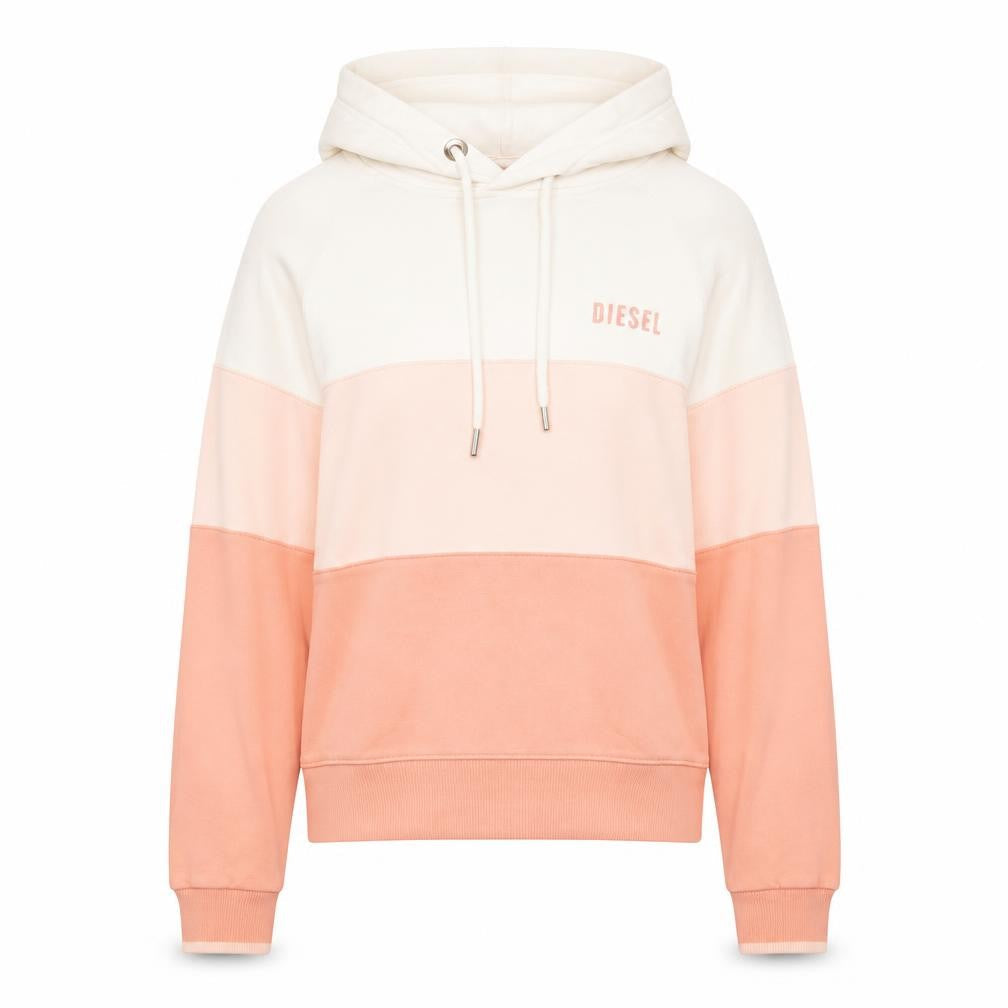 Diesel Womens XS Colourblock Hoodie in Cream and Peach