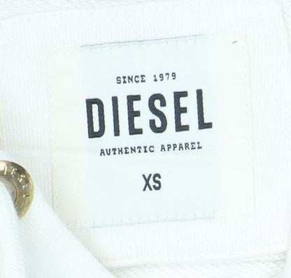 Diesel Womens XS Colourblock Hoodie in Cream and Peach