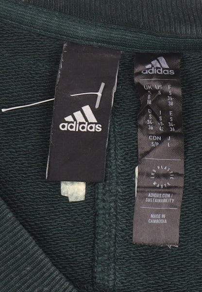 Adidas Womens Green Cotton Pullover Sweatshirt Size L Casual Logo