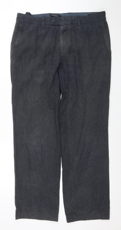 Hugo Boss Men's Grey Herringbone Chino Trousers L 34W 31L