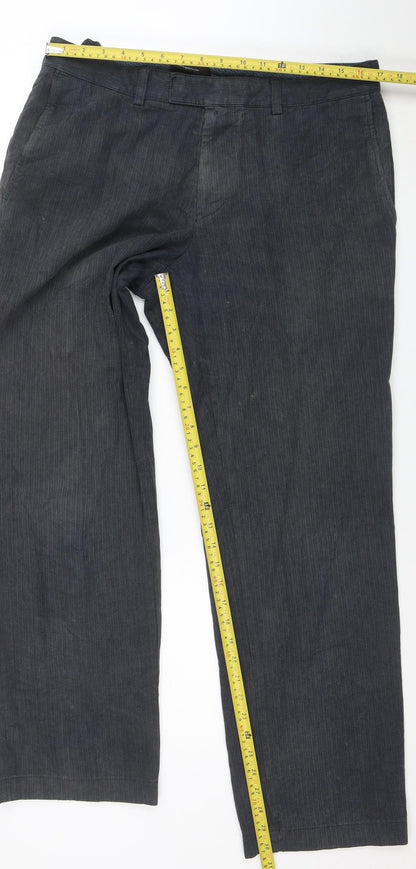 Hugo Boss Men's Grey Herringbone Chino Trousers L 34W 31L